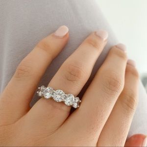 💎Round Travel CZ Diamond Wedding Band 925 Sterling Silver .70 carat each